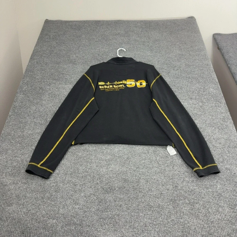 Super Bowl 50 Tommy Bahama Pullover Mens XL Black Cotton Quarter Zip Raw Hem